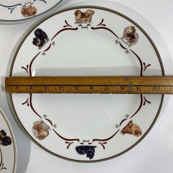 Rare Danbury Mint Pomeranian Dog Dinnerware Dinner Plates Set (4) 10.5” - Picture 14 of 16